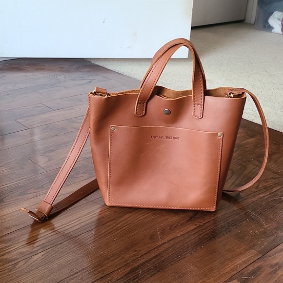 Portland Leather Handbags - Portland Leather Mini Crossbody Tote - Honey